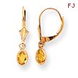 14K Oval Bezel November Citrine Leverback Earrings