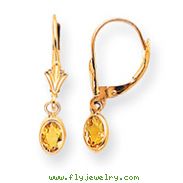 14K Oval Bezel November Citrine Leverback Earrings