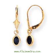 14K Oval Bezel September Sapphire Leverback Earrings