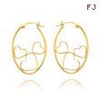 14K Oval Hoop With Open Hearts Earrings