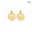 14k Peace Sign w/Aqua CZ Post Earrings