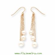 14k Pearl Dangle Wire Earrings