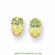 14k Peridot Diamond oval stud earring