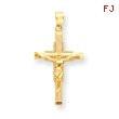 14K Petite Beaded Textured Crucifix