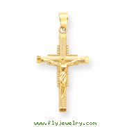 14K Petite Beaded Textured Crucifix