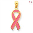 14k Pink Enameled Awareness Ribbon Pendant