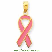 14k Pink Enameled Awareness Ribbon Pendant