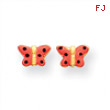 14k Pink Enameled Butterfly Earrings