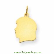 14k Plain Medium .009 Gauge Facing Left Engraveable Girl Head Charm