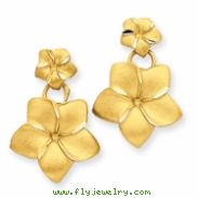 14k Plumeria Dangle Earrings