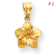 14k Plumeria Floral Charm Pendant