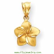 14k Plumeria Floral Charm Pendant