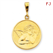 14k Polished & Satin Angel Pendant