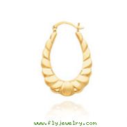 14K Polished & Satin Fancy Design Oval Hollow Hoop Earrings