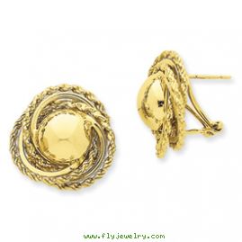 14k Polished & Twisted Fancy Omega Back Post Earrings