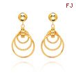 14K Polished & Twisted Three Circle Dangle Earrings