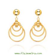 14K Polished & Twisted Three Circle Dangle Earrings