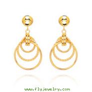 14K Polished & Twisted Three Circle Dangle Earrings