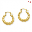 14k Polished Bamboo Design Hollow Hoop Earrings