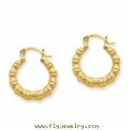 14k Polished Bamboo Design Hollow Hoop Earrings