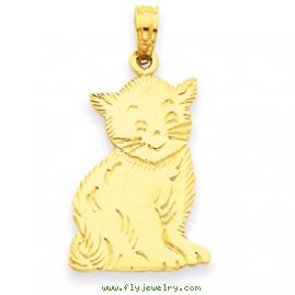 14k Polished Cat Charm