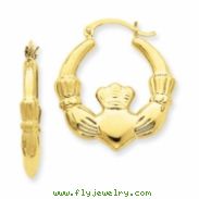 14k Polished Claddagh Hoop Earrings