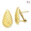 14k Polished Diagonal Teardrop Omega Back Post Earrings