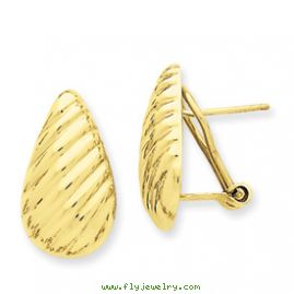 14k Polished Diagonal Teardrop Omega Back Post Earrings