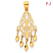 14k Polished Diamond-cut Chandelier Pendant