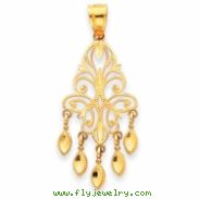 14k Polished Diamond-cut Chandelier Pendant