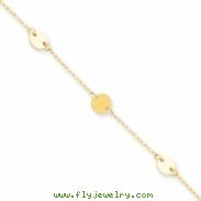 14K Polished Disc Adjustable Anklet