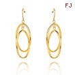 14K Polished Double Circle Dangle Wire Earrings