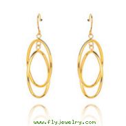 14K Polished Double Circle Dangle Wire Earrings