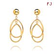 14K Polished Double Oval Dangle Earrings