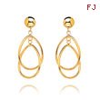 14K Polished Double Oval Dangle Earrings