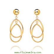 14K Polished Double Oval Dangle Earrings