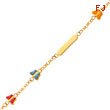 14k Polished Enameled Puffed Butterflies Baby/Child ID Bracelet