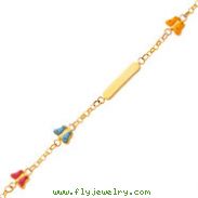 14k Polished Enameled Puffed Butterflies Baby/Child ID Bracelet