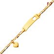 14K Polished Figaro Link with Dangling Heart Baby/Child ID Bracelet