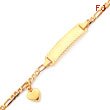 14K Polished Figaro Link with Dangling Heart Baby/Child ID Bracelet