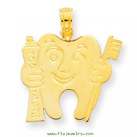 14k Polished Flat-Backed Dental Pendant