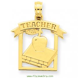 14k Polished Flat-Backed Teacher Frame Pendant