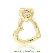 14K Polished Heart Outline Diamond Pendant