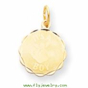 14k Polished Its a Boy Scalloped Disc Charm