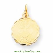 14k Polished Its a Girl Scalloped Disc Charm