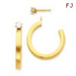 14k Polished J Hoop with CZ Stud Earring Jackets