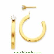 14k Polished J Hoop with CZ Stud Earring Jackets