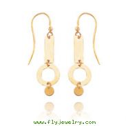 14K Polished Link And Open Circle Dangle Wire Earrings