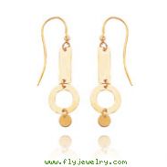 14K Polished Link And Open Circle Dangle Wire Earrings