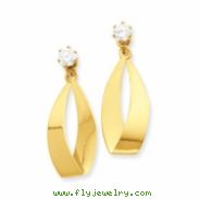 14k Polished Oval Dangle with CZ Stud Earring Jackets